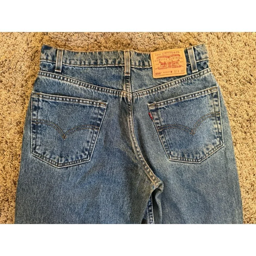 LEVIS VINTAGE 1998 550 Denim Jeans Red Tab Mid Wash 32x30 Casual Rugged READ